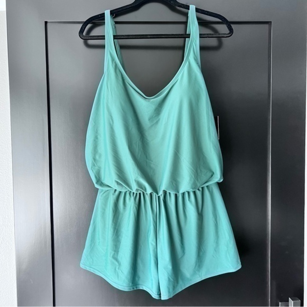 NWT Ellen Tracy dark sage one piece swimsuit size 10